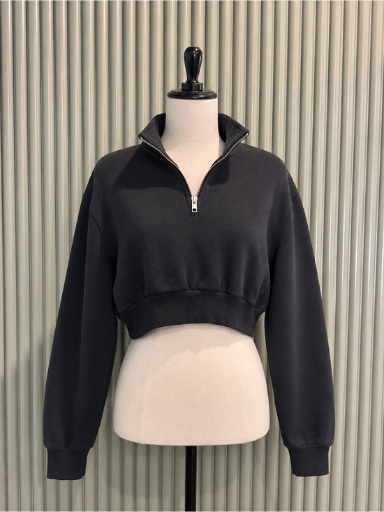 TNA Tops - TNA Black Cropped Half-Zip Pullover